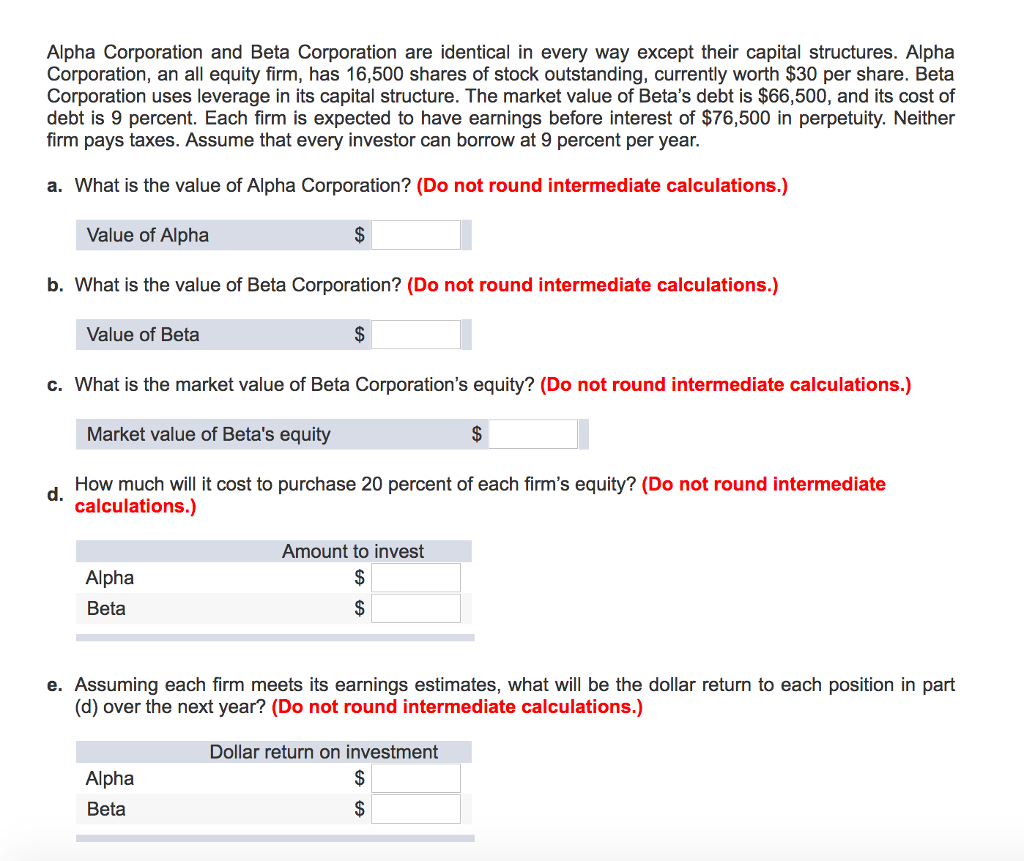 Solved Alpha Corporation And Beta Corporation Are Identical Chegg