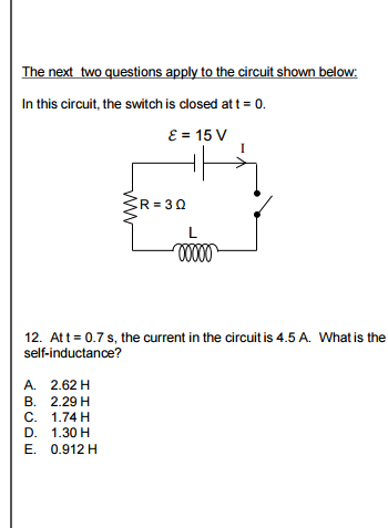Solved The next two questions apply to the circuit shown | Chegg.com