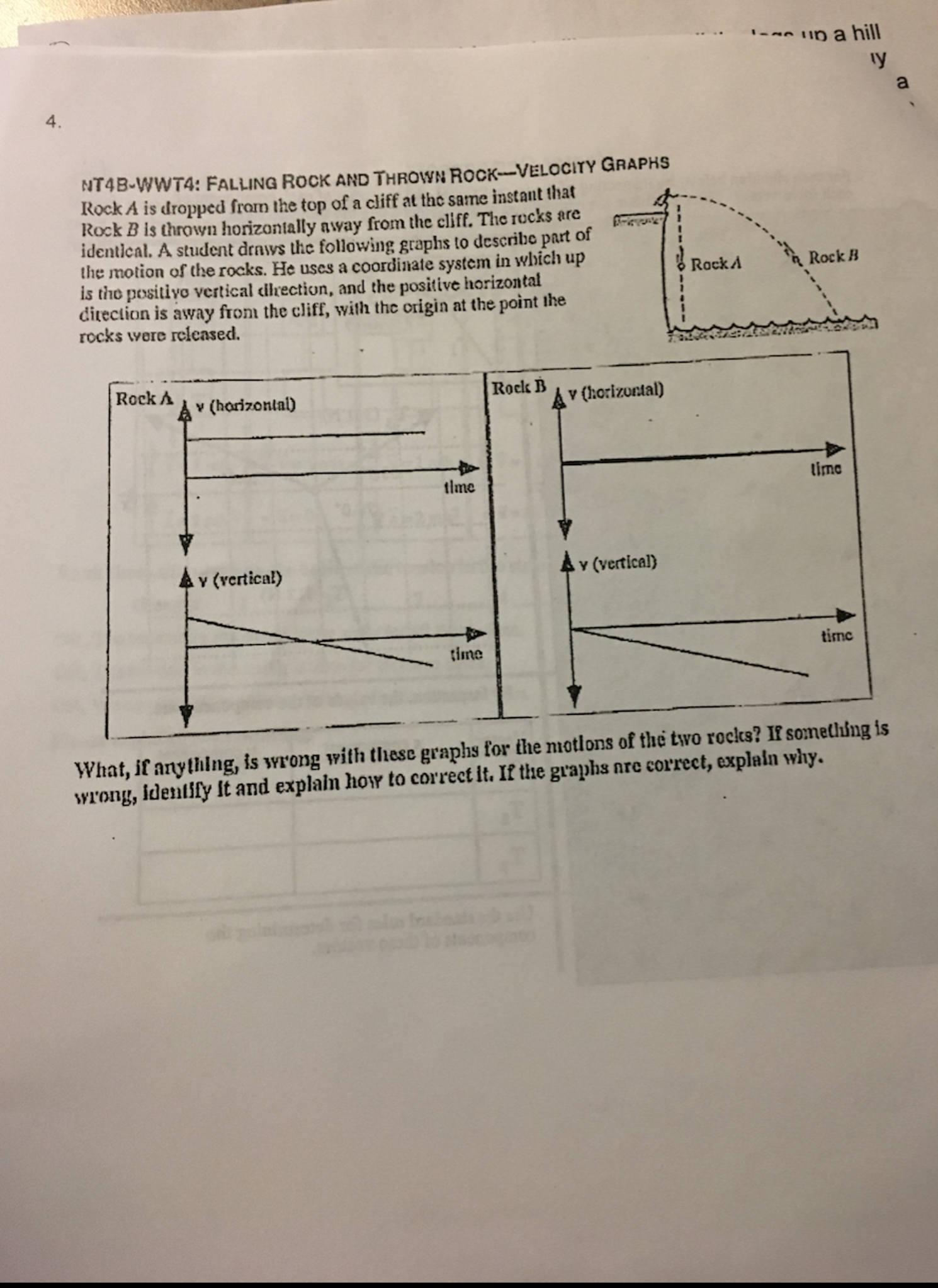 Falling Rocks Physics Solved Falling Rock And Thrown Rock-Velocity Graphs Rock A | Chegg.com