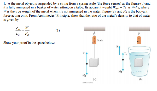 Solved 1. A the metal object is suspended by a string from a | Chegg.com