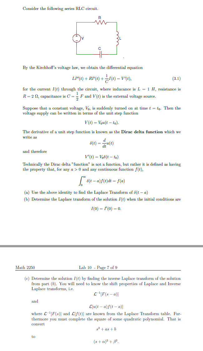 Solved Consider The Following Series RLC Circuit. By The | Chegg.com