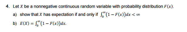 Let X be a nonnegative continuous random variable | Chegg.com