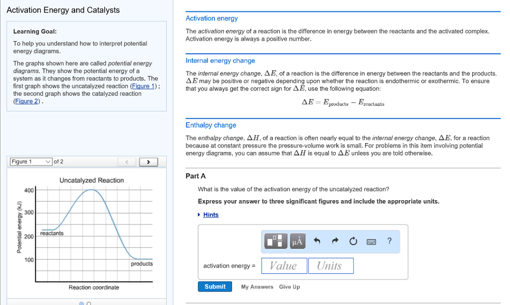 Solved Activation Energy and Catalysts Activation energy