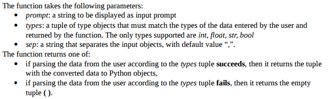 Solved Write a function called input_tuple that reads from | Chegg.com