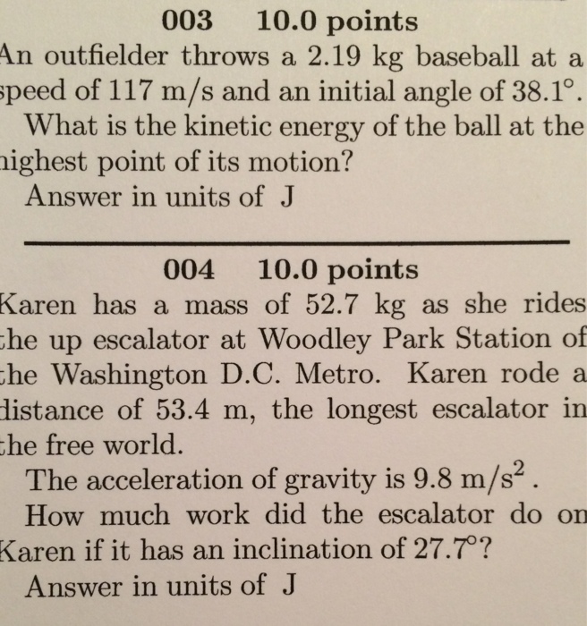 Solved 003 An outfielder throws a 2.19 kg baseball at a