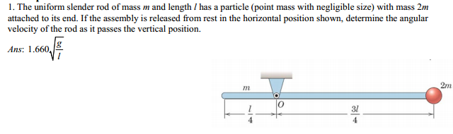 Solved The uniform slender rod of mass m and length l has a | Chegg.com