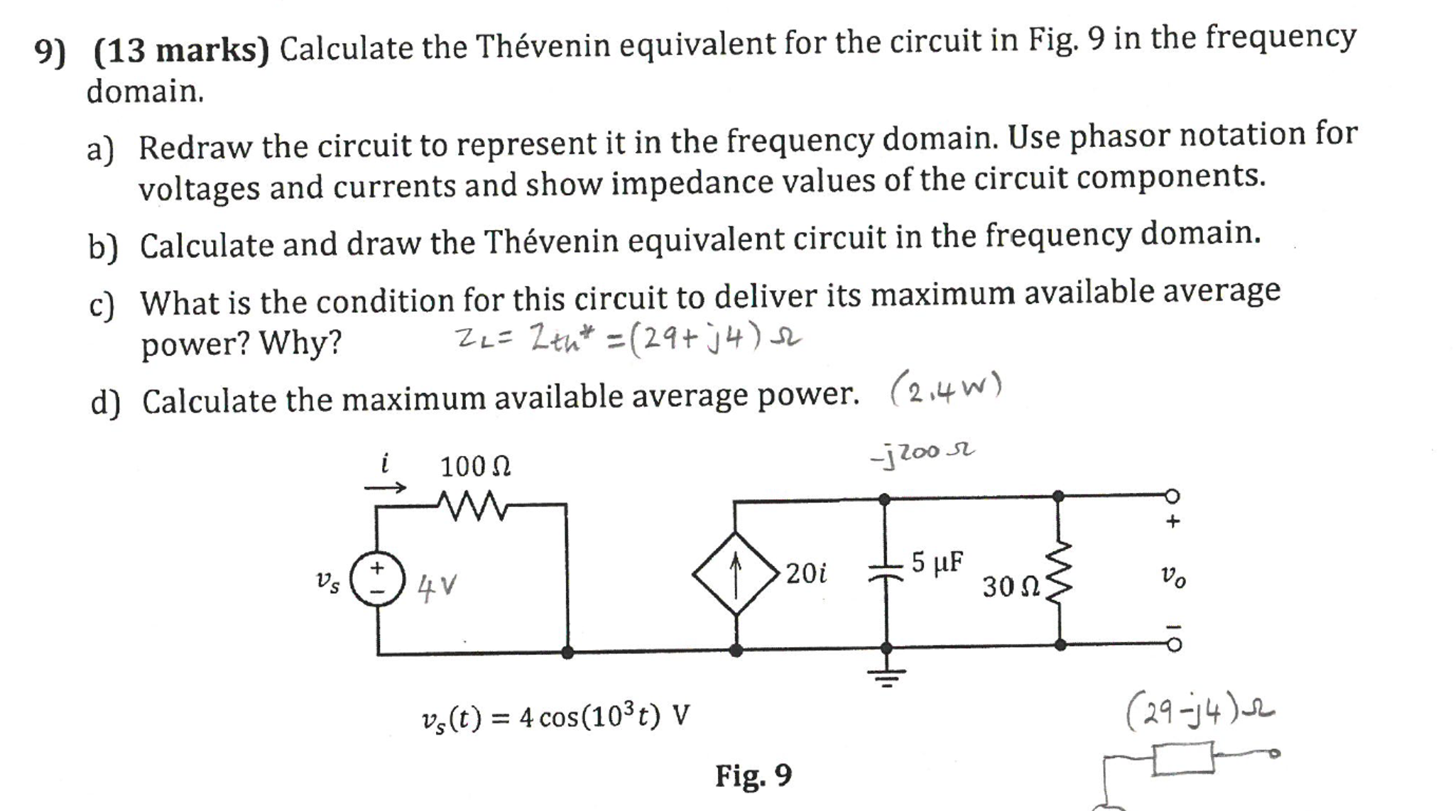 Solved calculate the thevenin equivalent for the circuit in chegg