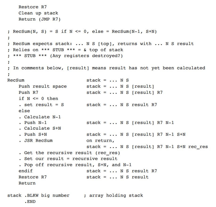 Prob 1 LC3 If we implement a runtime stack | Chegg.com
