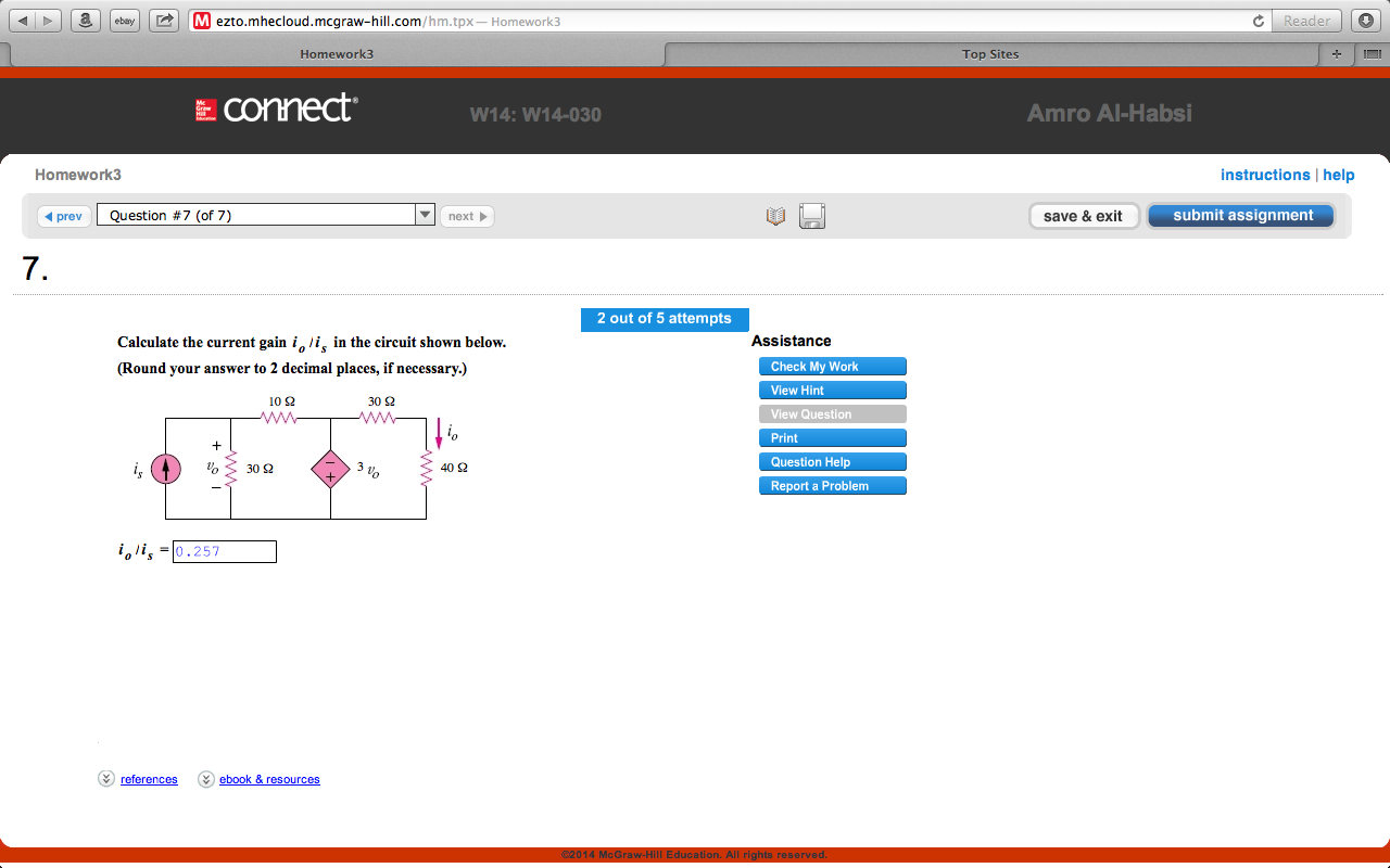 Solved Calculate the current gain i0 / is in the circuit