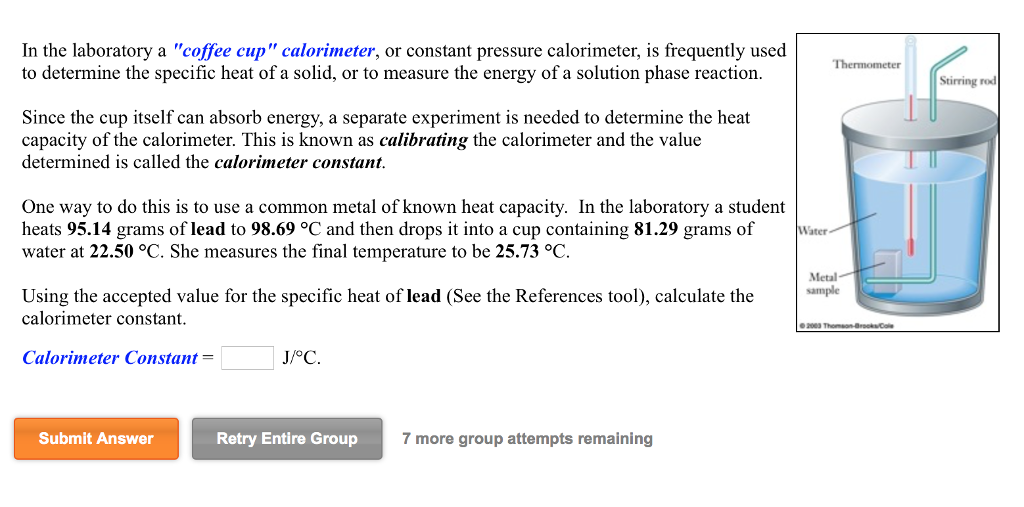 Solved In the laboratory a "coffee cup" calorimeter, or