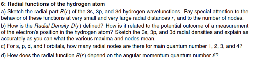 Solved Radial functions of the hydrogen atom Sketch the | Chegg.com