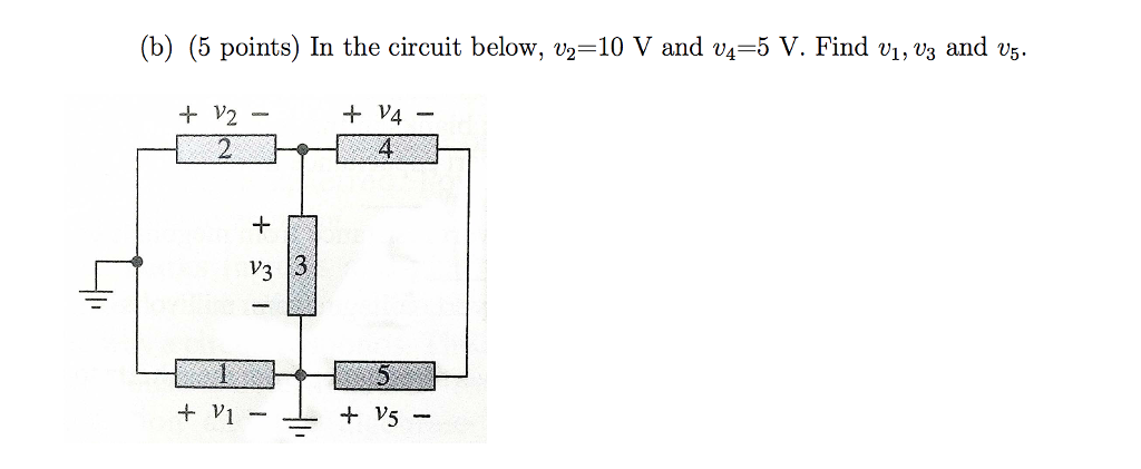 Solved (b) (5 Points) In The Circuit Below, ½ 10 V And V,-5 | Chegg.com