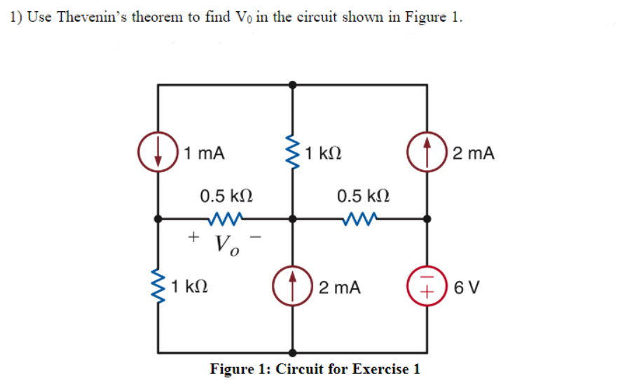 Solved 1) Use Thevenin's theorem to find Vo in the circuit | Chegg.com