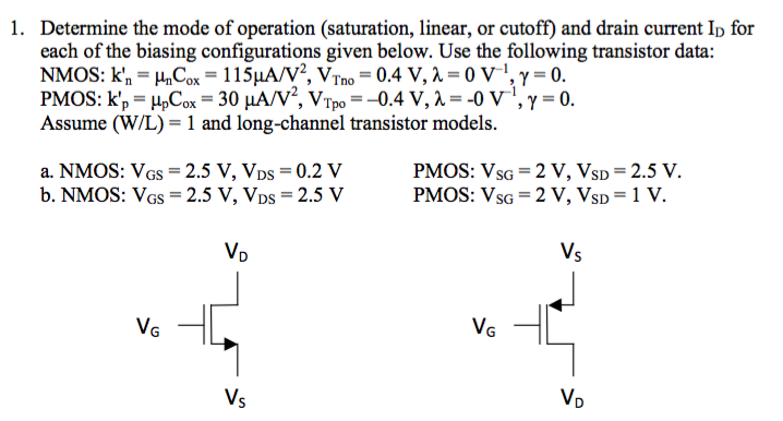 Solved Determine the mode of operation (saturation, linear, | Chegg.com