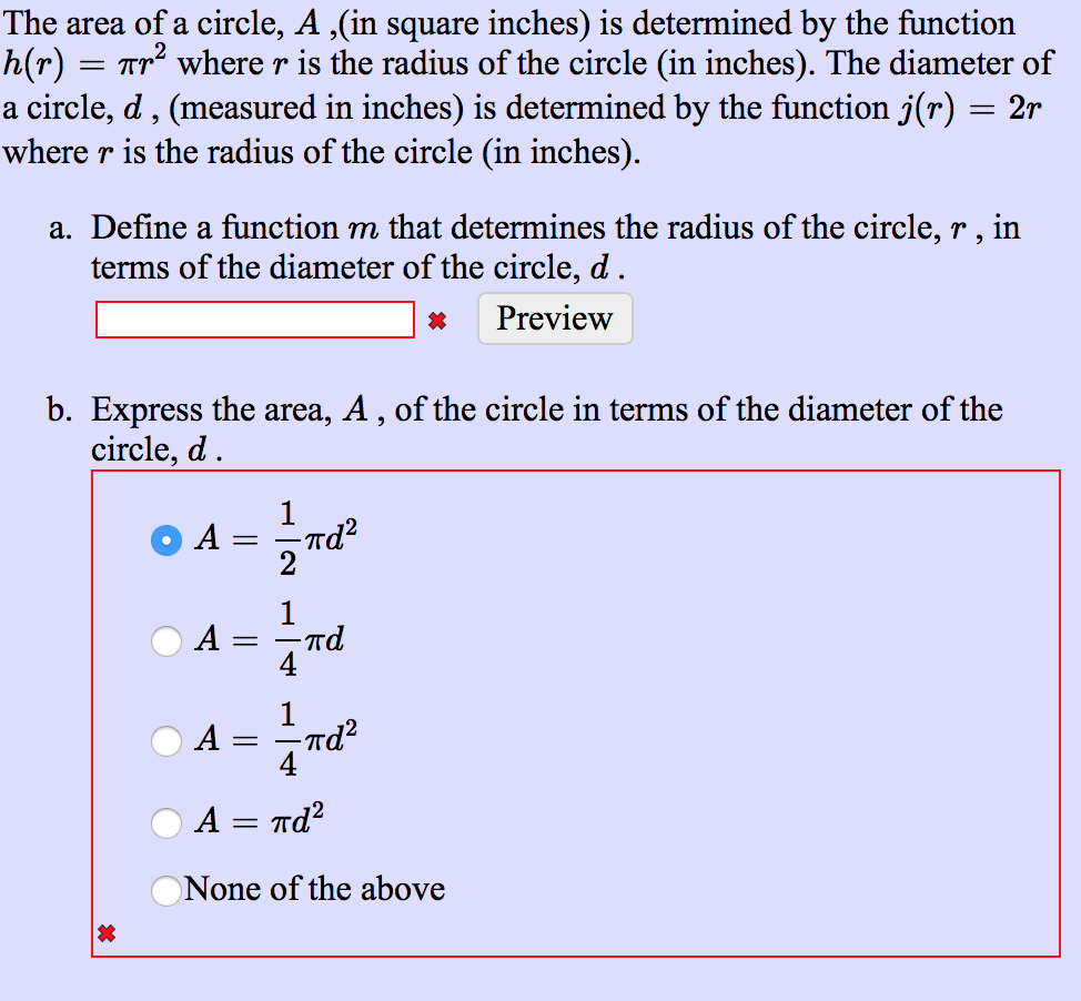 calculate area of a circle in square inches