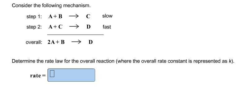 Solved Determine The Rate Law For The Overall Reaction | Chegg.com