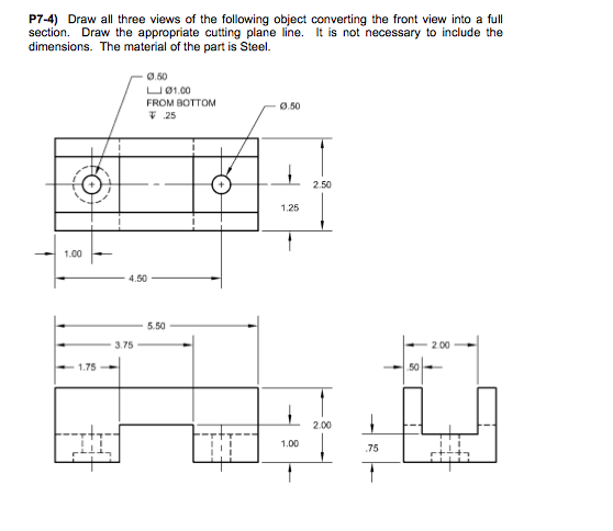 Solved Draw all three views of the following object | Chegg.com