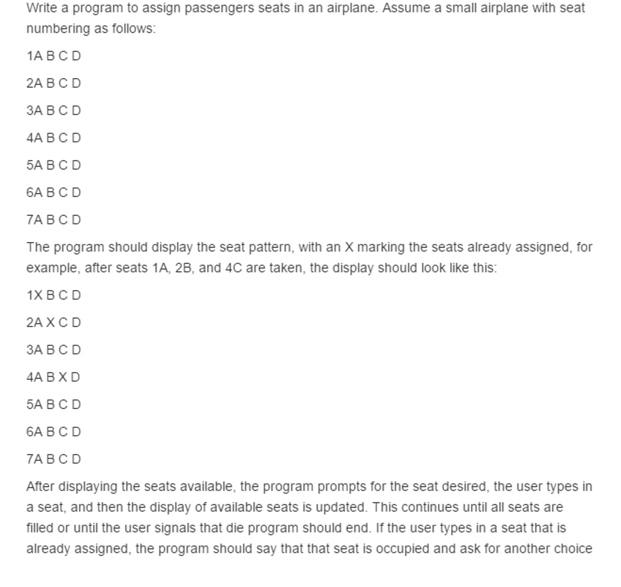 airplane seat assignment probability solution