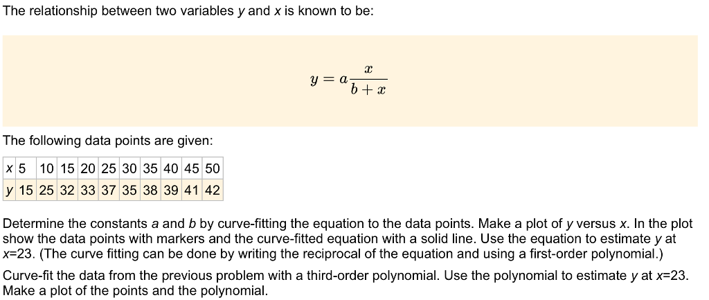 Solved The relationship between two variables y and x is | Chegg.com