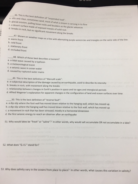Solved This is the best definition of "suspended load" a.