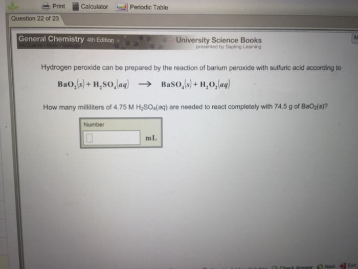 Solved Hydrogen Peroxide Can Be Prepared By The Reaction Of | Chegg.com