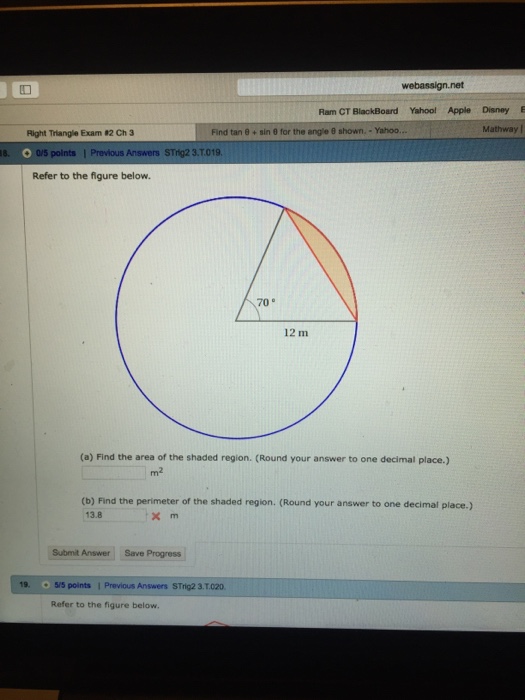 find the perimeter of the shaded region in the figure given below