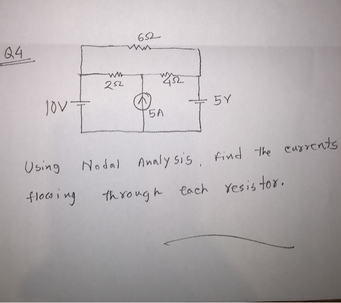 Solved Using nodal analysis. Find the currents flowing | Chegg.com