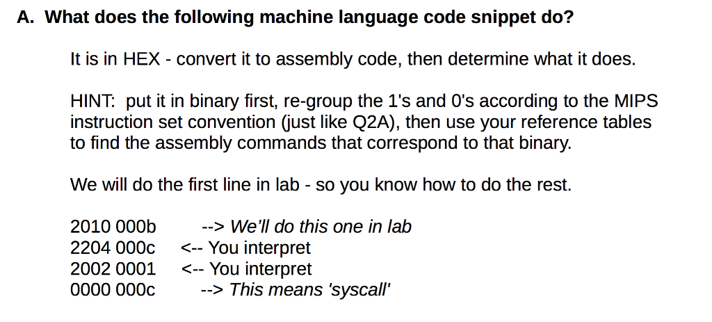 Solved A. What does the following machine language code | Chegg.com