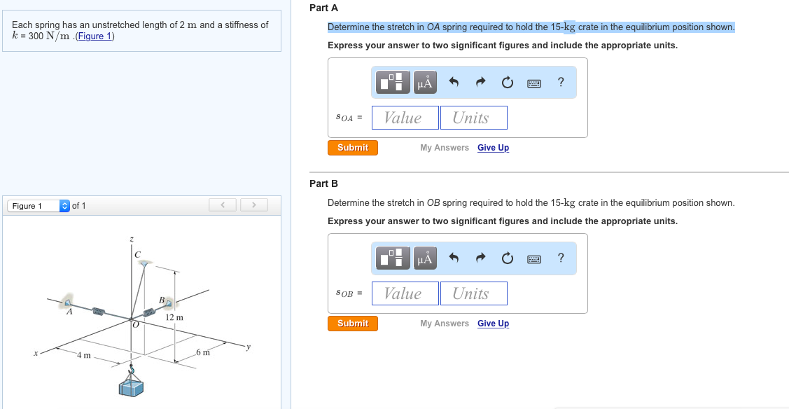 Solved Determine the stretch in OA spring required to hold | Chegg.com