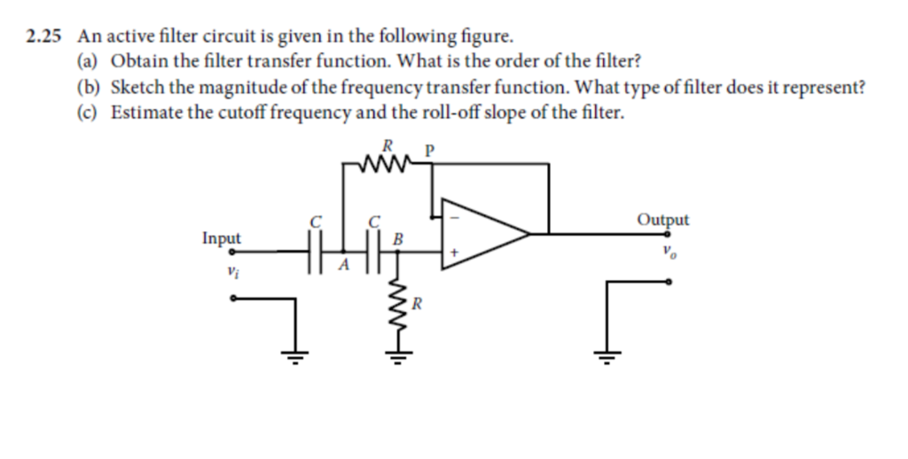 Solved An active filter circuit is given in the following