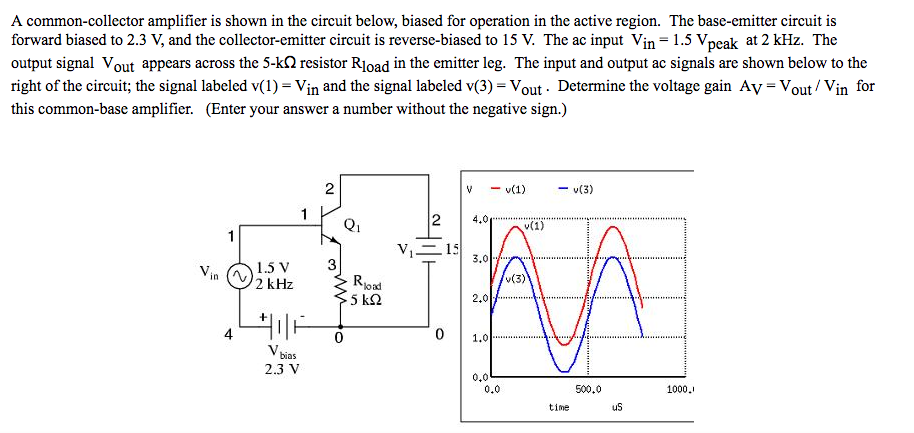 Solved A common-collector amplifier is shown in the circuit | Chegg.com