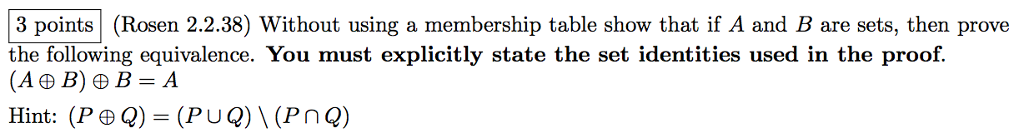 Solved Without using a membership table show that if A and B | Chegg.com
