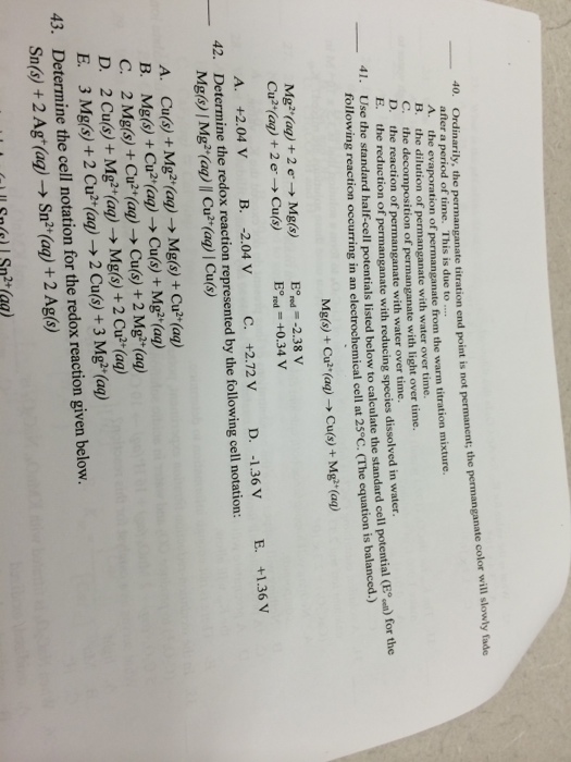 Solved Ordinarily, the permanganate titration end point is
