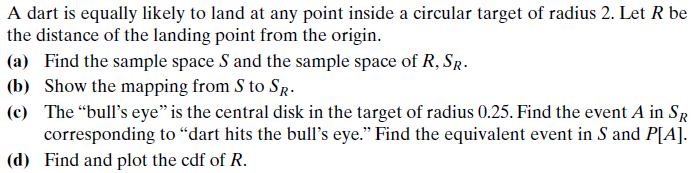 Solved A dart is equally likely to land at any point inside | Chegg.com