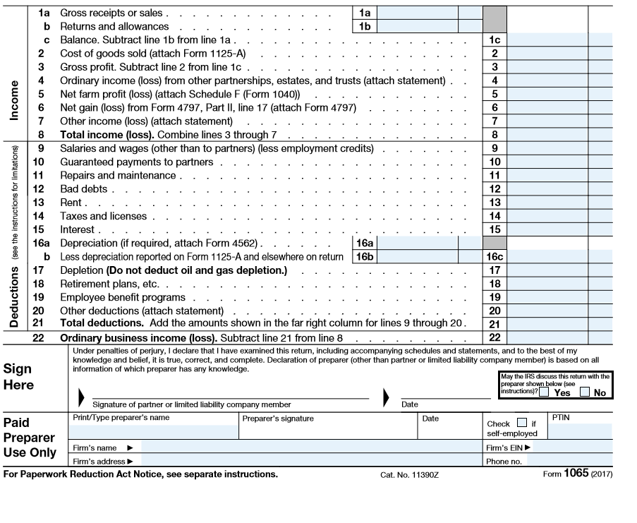 A. Complete Lines 1-22 Of The Form 1065, B. Complete 