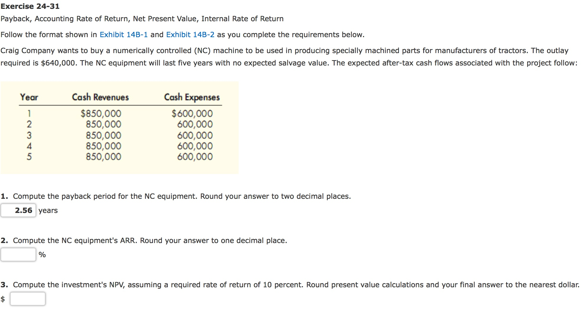 Solved Payback Accounting Rate Of Return Net Present 9800