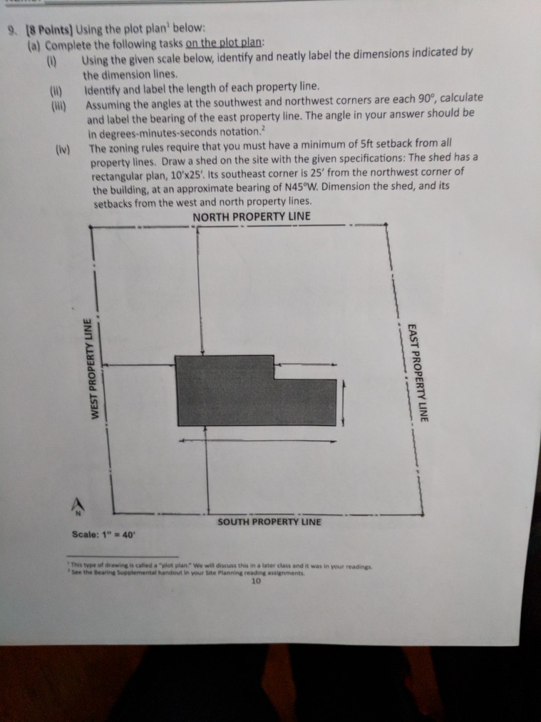 9. 8 Points) Using the plot plan' below: (a) Complete | Chegg.com