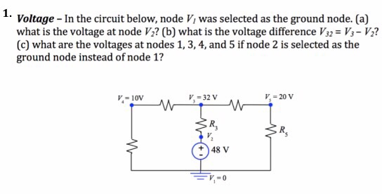 Solved Voltage - In the circuit below, node V_1 was selected | Chegg.com