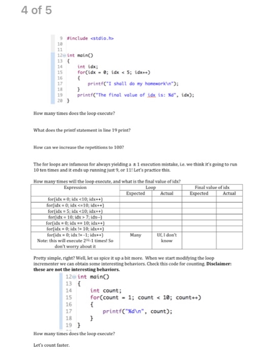 Solved How many times docs the loop execute? What does the | Chegg.com