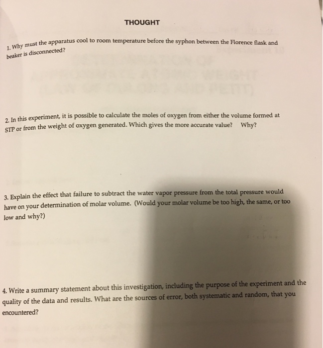 Why must the apparatus cool to room temperature
