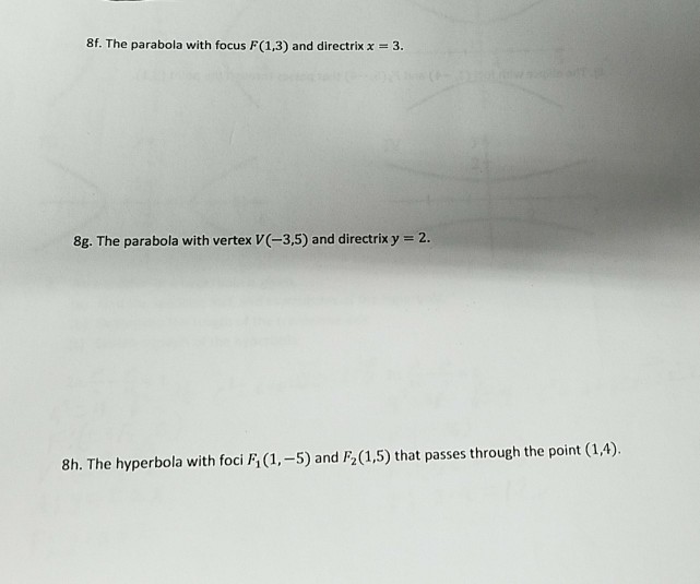 Solved Find An Equation For The Conic Section With The Given