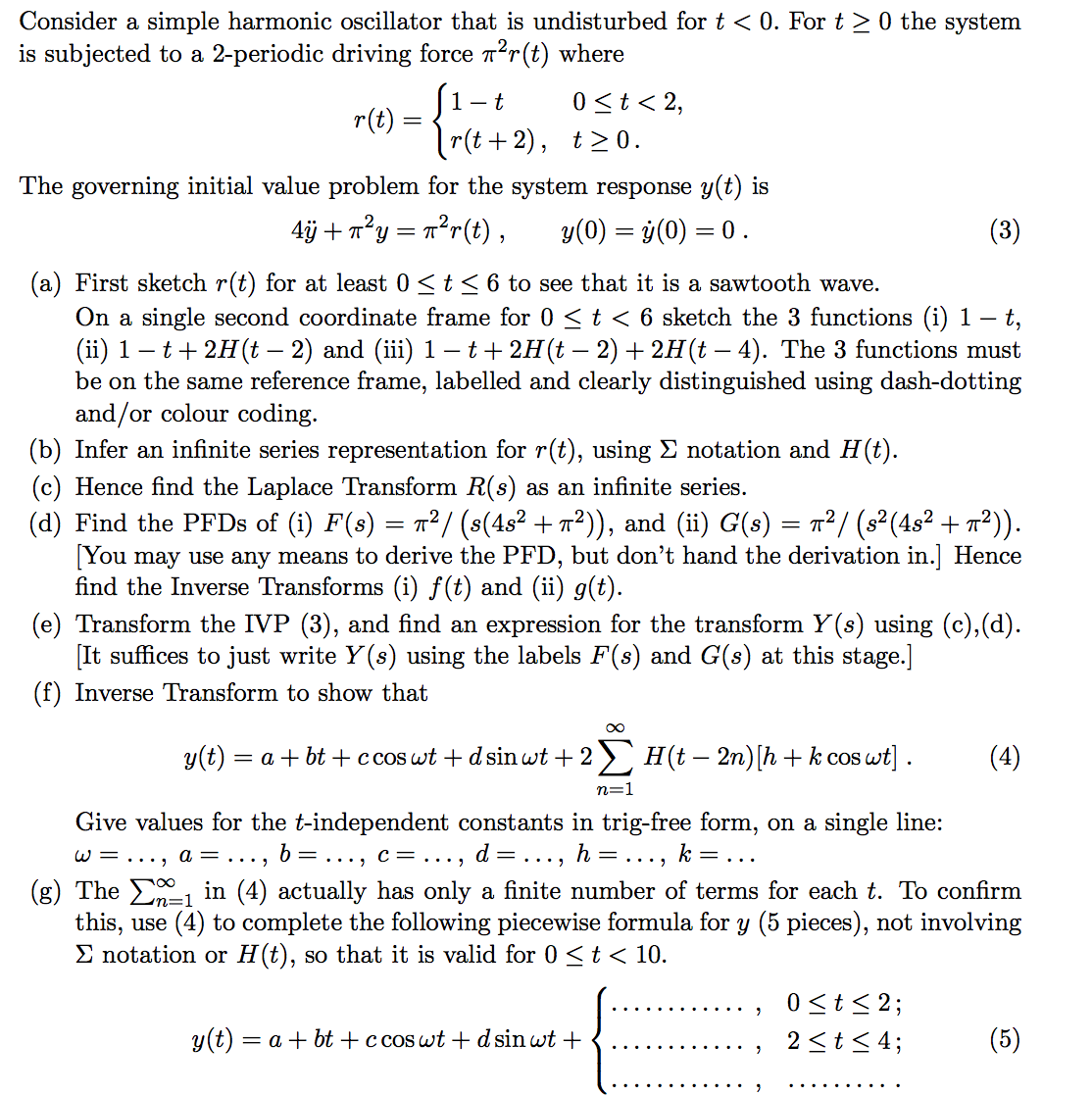 Solved H(t) is the Heaviside unit step function, PFD | Chegg.com