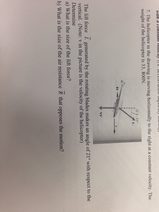 Solved The helicopter in the drawing is moving horizontally