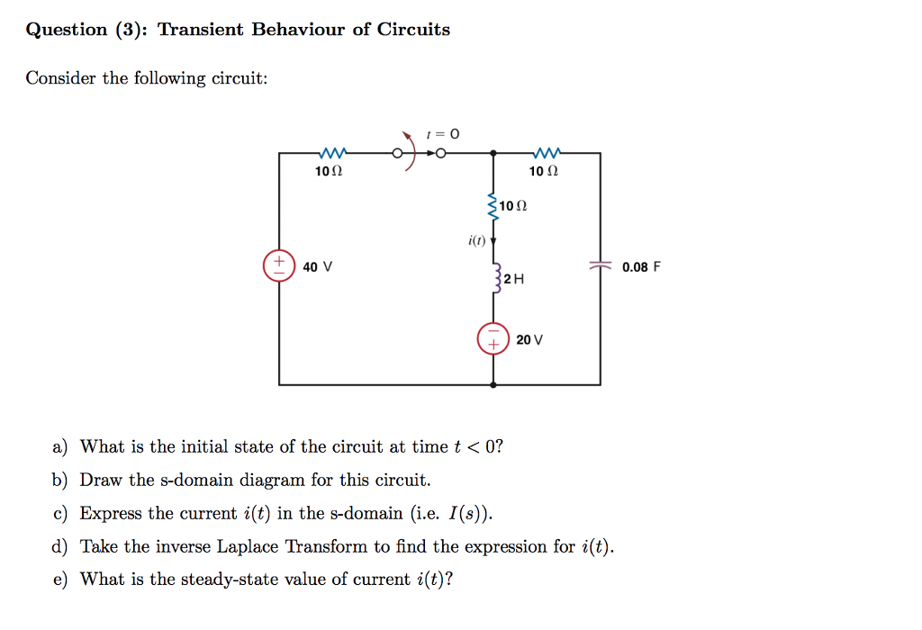 Solved Question (3): Transient Behaviour Of Circuits | Chegg.com