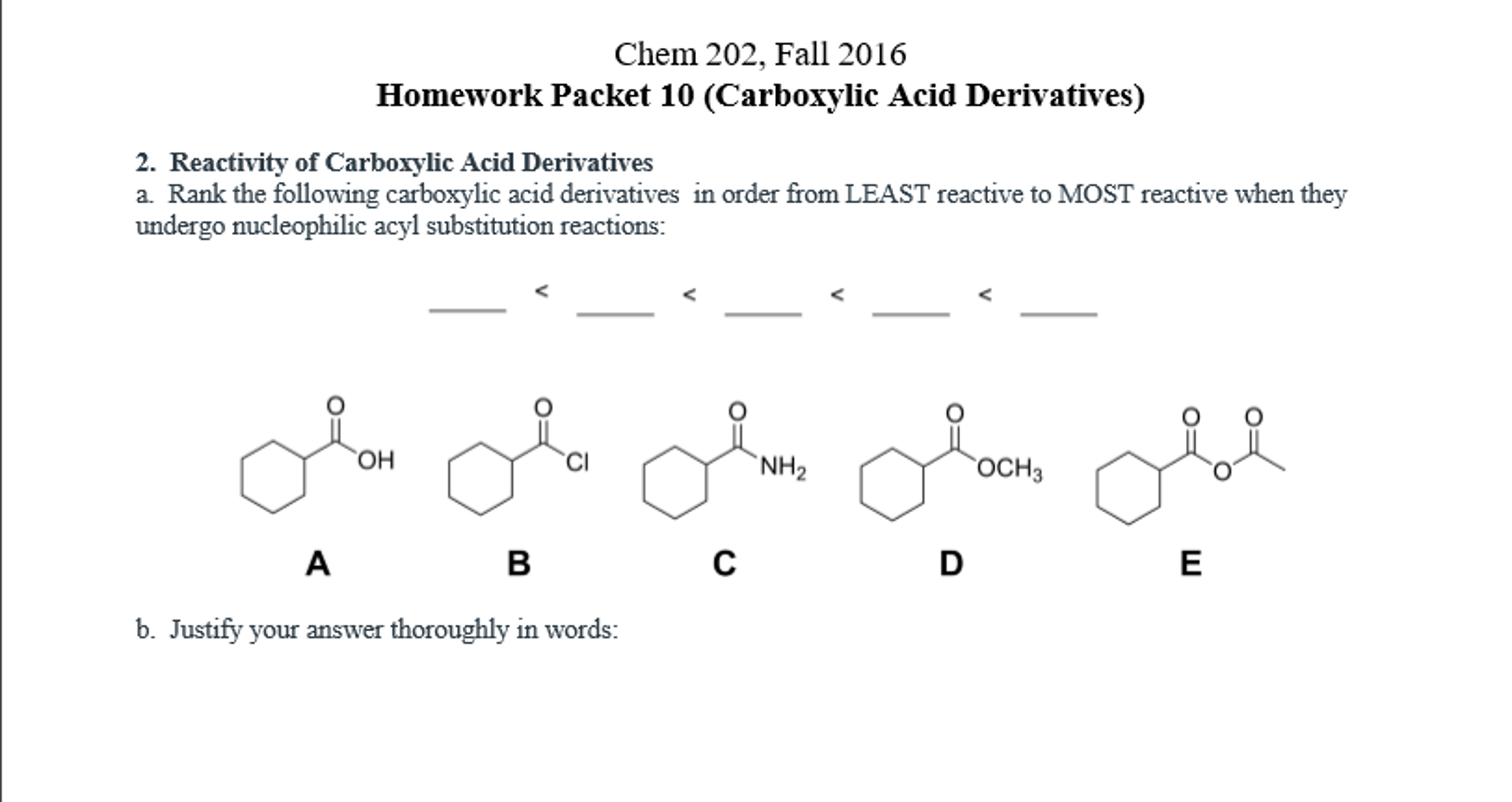 reactivity of carboxylic acid derivatives