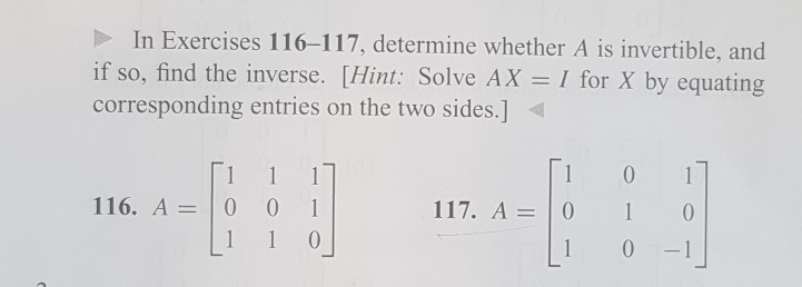 Solved In Exercises 116-117, determine whether A is | Chegg.com