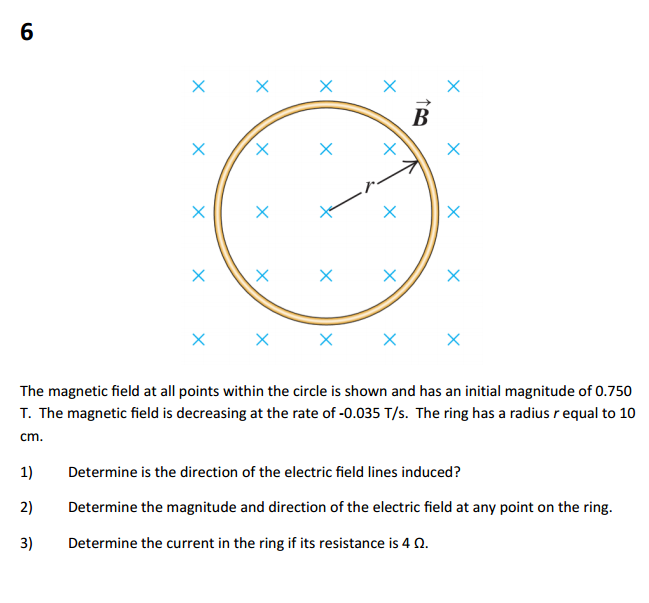 Solved The field at all points within the circle