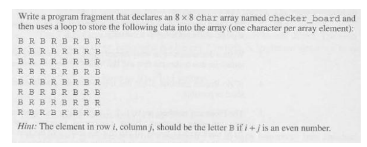 Solved Write A Program Fragment That Declares An 8x8 Char | Chegg.com