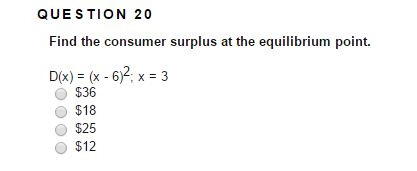 Solved Find the consumer surplus at the equilibrium point. | Chegg.com