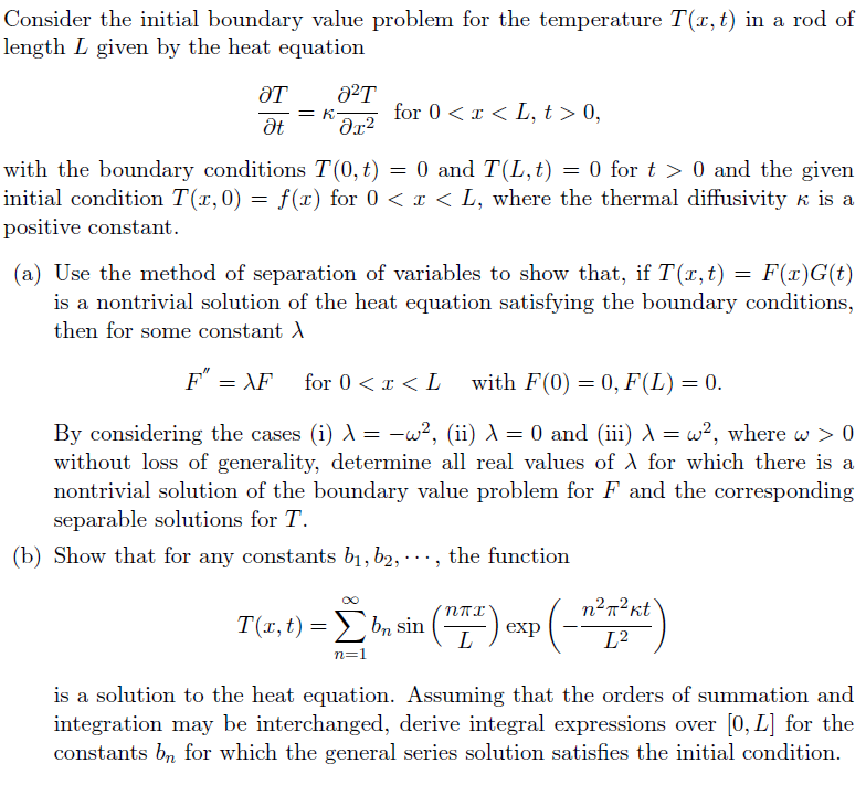 Solved Consider the initial boundary value problem for the | Chegg.com